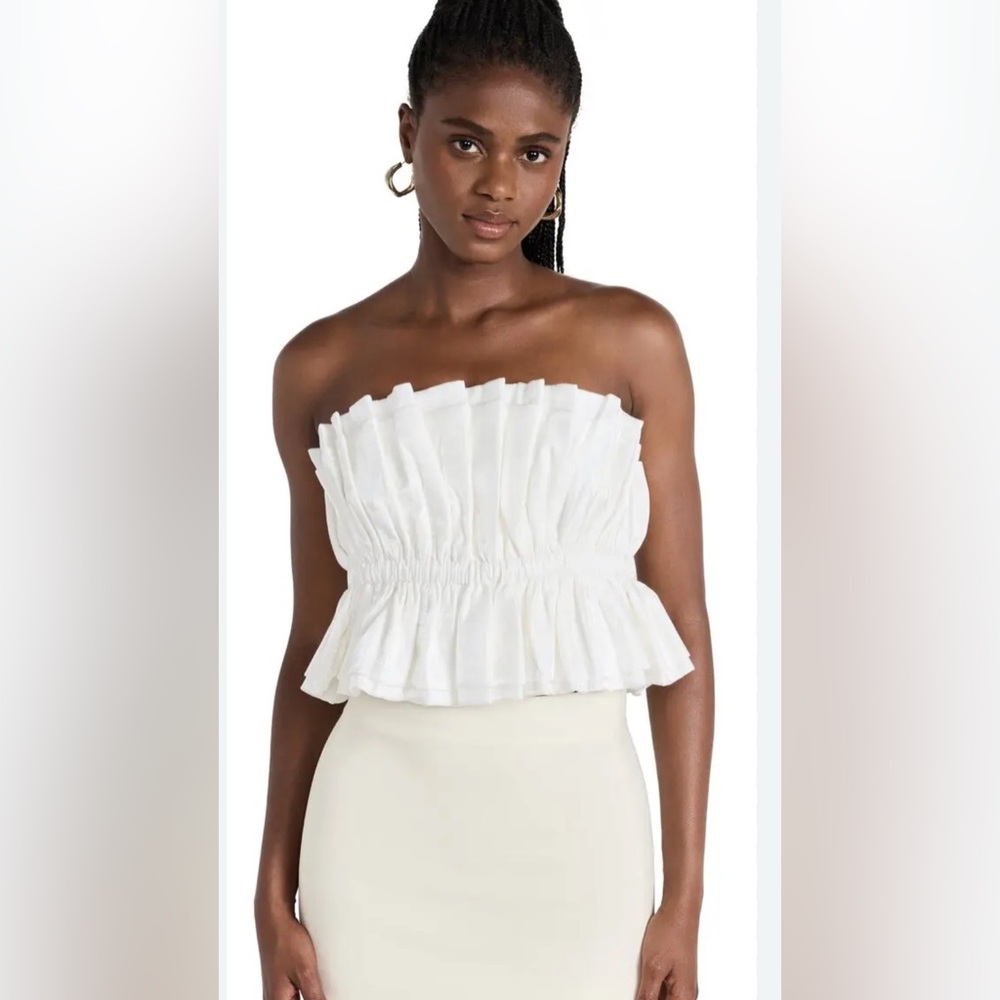Endless Rose Sheen Ruffled Strapless Top Small White